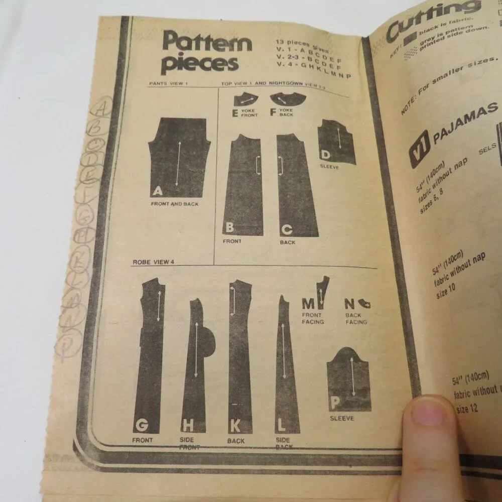 simplicity 6626 sewing pattern nightgown, top, pants, robe size 6-8